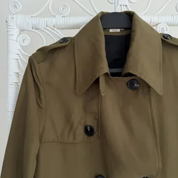 Zadig & Voltaire Trench Coat Medium Green La Parisienne Lyocell Military Belted - Picture 7 of 16